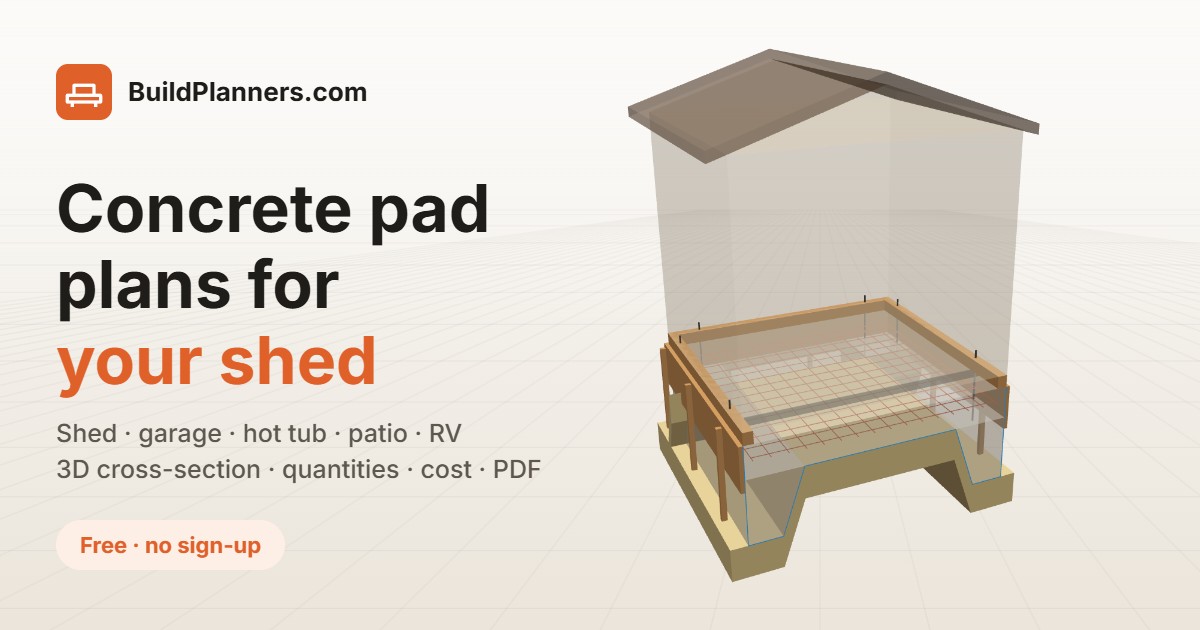 3D cutaway of a shed on a concrete slab showing the thickened edge, wire mesh and gravel base